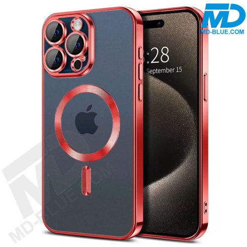 Samsung S25 Plus Magsafe Hoesje - Coloured Siliconen - met lens bescherming - Metallic Rood