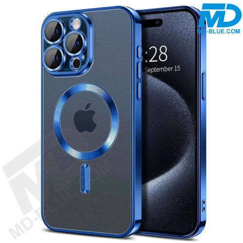 iPhone 12 Magsafe Hoesje - Transparant Siliconen - met lens bescherming - Donker Blauw