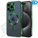 iPhone 12 Magsafe Hoesje - Coloured Siliconen - met lens bescherming - Metallic Groen