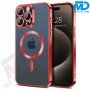 MDblue - iPhone 12 Magsafe Hoesje - Coloured Siliconen - met lens bescherming - Metallic Rood