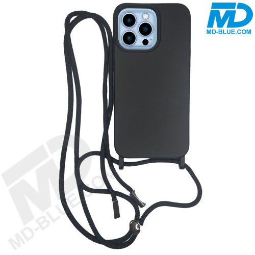iPhone Xs Max Siliconen Hoesje met een Koord Zwart