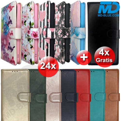 Combi Pakket - Premium Book Cases voor iPhone Serie - 24 stuks + 4 Gratis