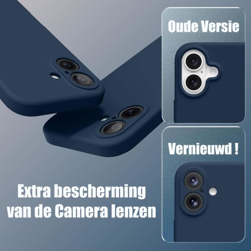 Premium Siliconen hoesje voor de iPhone 16e - Donker Blauw