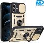 iPhone 15 Plus Telefoonhoesje - Armor Case - Lens Protector - Met Ring - Goud