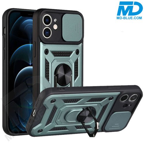 iPhone 7/8/SE Telefoonhoesje - Armor Case - Lens Protector - Met Ring - Groen