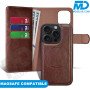 iPhone 15 Pro Telefoonhoesje - Book Case  - 2 in 1 met Magsafe- - Bruin