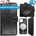 iPhone 12 Telefoonhoesje - Book Case  - 2 in 1 met Magsafe- - Zwart