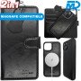 iPhone 12 Telefoonhoesje - Book Case  - 2 in 1 met Magsafe- - Zwart
