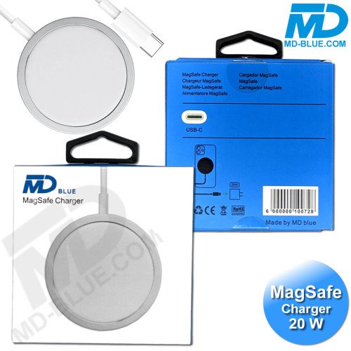 MDBlue - MagSafe Oplader - 20W- 1 meter - Magsafe to C Connection - Wit