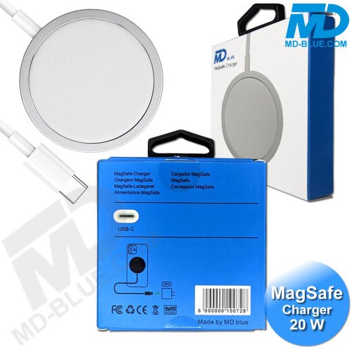 MDBlue - MagSafe Oplader - 20W- 1 meter - Magsafe to C Connection - Wit