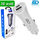 Mdblue - Duo Autolader 38 Watt - 1x USB-A en 1x USB-C aansluiting - Wit