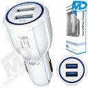 MDBlue - Oplaad stekker - 2 x USB - Auto oplader - Snellader - Wit