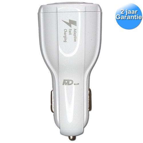 MDBlue - Oplaad stekker - 2 x USB - Auto oplader - Snellader - Wit
