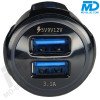 MDBlue - Oplaad stekker - 2 x USB-A - Auto oplader - Snellader - Zwart