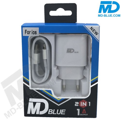 MDBlue - Oplader en Laadkabel - 1 meter - voor iPhone - USB A naar lightning - Travelset