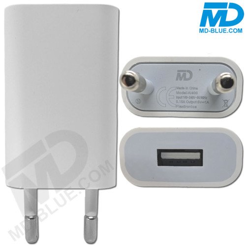 MDBlue - Oplader - 1x USB-A - 1.0 Amp - Wit