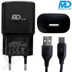 MDBlue - Oplader 2.1 Amp - 1x USB-A - met 1 mtr USB-A > USB-C Kabel   - Zwart