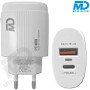 MDBlue - Oplader - 1x USB-A - 1x USB-C - 18 Watt - Wit