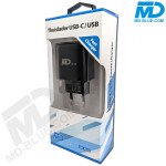 MDBlue - Oplader - 1x USB-A - 1x USB-C - 20 Watt - Zwart