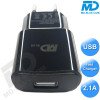 MDBlue - Oplaad stekker - 1 x USB - Oplader - Snellader - 2.1A - Zwart