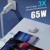 MDblue oplaadstekker - Oplader - Adapter - 2 x USB-C - 1 x USB-A  - Snellader - 65 Watt - Wit