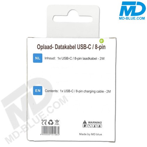 MDBlue - Oplaadkabel - Voor iPhone - USB-C naar Lightning - 2 meter - Wit