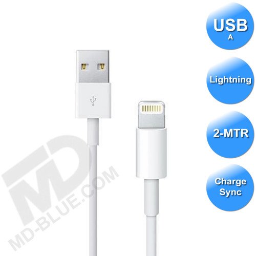 MDblue - Oplaad kabel - voor iPhone - USB-A naar Lightning - 2 meter - Wit