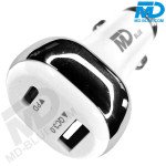 MDBlue - Auto oplader Set - 1 x USB-A - 1 x USB-C - Snellader - Wit - 1 mtr oplaadkabel voor iPhone