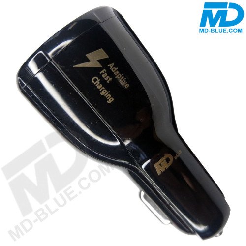 MDblue - Auto oplader Set - Snellader met 2 x USB A-plus 1 mtr oplaadkabel USB>USB-C - Zwart