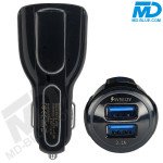 MDBlue - Auto oplader Set - Snellader met 2 x USB -1 mtr oplaadkabel micro USB - Zwart