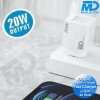 MDblue oplaadstekker met kabel - Oplader - Adapter - C naar C - 20 Watt - Wit
