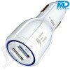 MDBlue - Auto oplader Set - Snellader met 2 x USB A-plus 1 mtr oplaadkabel USB > Lightning - Wit