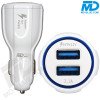 MDBlue - Auto oplader Set - Snellader met 2 x USB A-plus 1 mtr oplaadkabel USB > Lightning - Wit