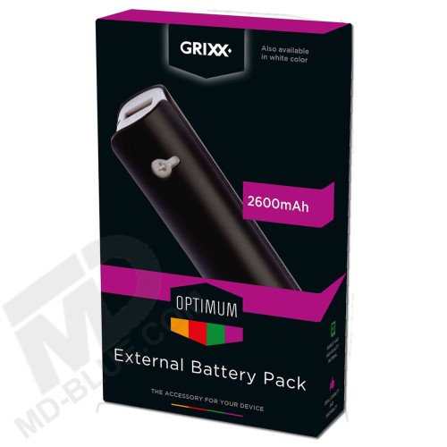 Grixx Powerbank 2600 mAh Zwart/Wit
