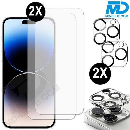 2x Screenprotector en 2x Lens Protector voor iPhone 14 Pro Max