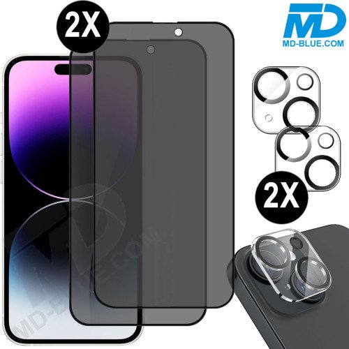 2x Privacy Screenprotector en 2x Lens Protector voor iPhone 15