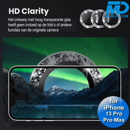 MDblue - iPhone 13 Pro / Pro Max - Camera lens beschermer - Diamond Zilver