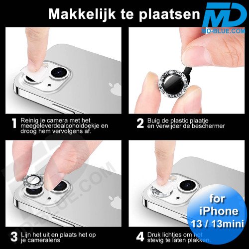 MDblue - iPhone 13 / 13 Mini - Camera lens beschermer - Diamond Zilver