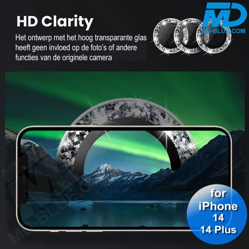 MDblue - iPhone 14 / 14 Plus - Camera lens beschermer - Diamond Zilver