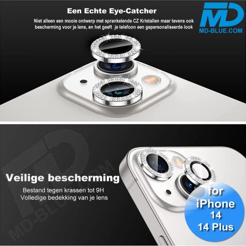 MDblue - iPhone 14 / 14 Plus - Camera lens beschermer - Diamond Zilver