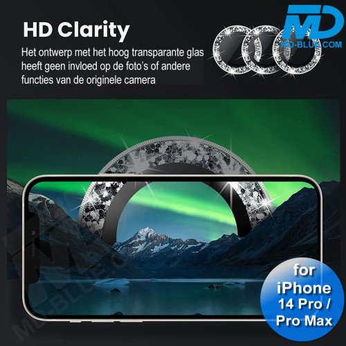 MDblue - iPhone 14 Pro / Pro Max - Camera lens beschermer - Diamond Zilver
