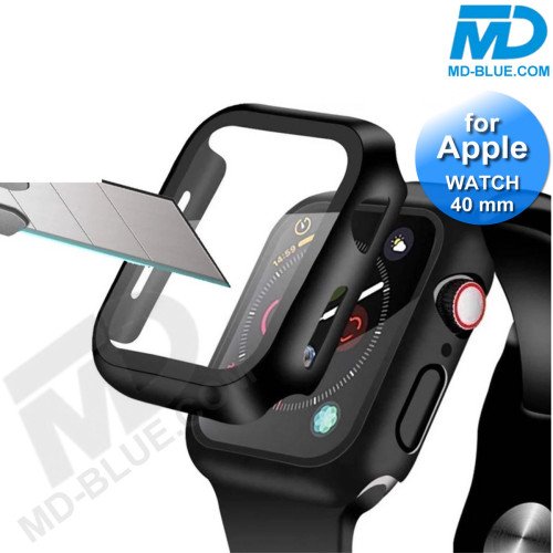 Apple Watch Screenprotector Case - Hoesje - Bandje - Apple Watch 6, 5, 4 en SE - 40 mm - Zwart Apple Watch Screenprotector Case - Hoesje - Bandje - Apple Watch 6, 5, 4 en SE - 40 mm - Zwart