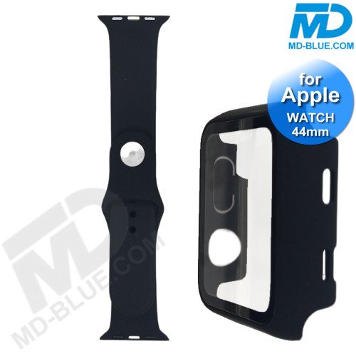 Apple Watch Screenprotector Case - Hoesje - Bandje - Apple Watch 6, 5, 4 en SE - 44 mm - Zwart