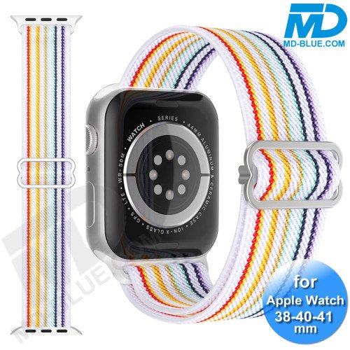 Bandje voor Apple Watch - Geschikt Voor Apple Watch 38 mm 40 mm 41 mm - Regenboog Wit