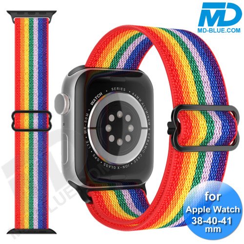 Bandje voor Apple Watch - Geschikt Voor Apple Watch 38 mm 40 mm 41 mm - Regenboog Zwart
