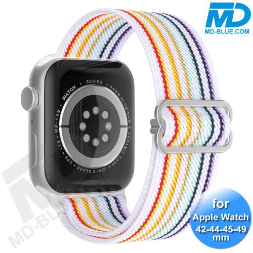 Bandje voor Apple Watch - Geschikt Voor Apple Watch 42 mm 44 mm 45 mm 49 mm - Regenboog Wit