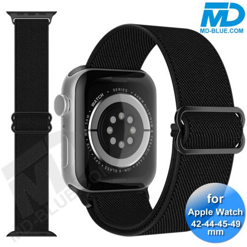 Bandje voor Apple Watch - Geschikt Voor Apple Watch 42 mm 44 mm 45 mm 49 mm - Zwart