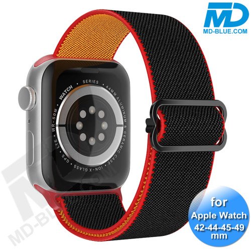 Bandje voor Apple Watch - Geschikt Voor Apple Watch 42 mm 44 mm 45 mm 49 mm - Zwart Rood