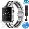 Apple Watch - Bandje - RVS -Smart Watch Bandje - voor Apple watch 42-44-45-49mm - Zilver Zwart