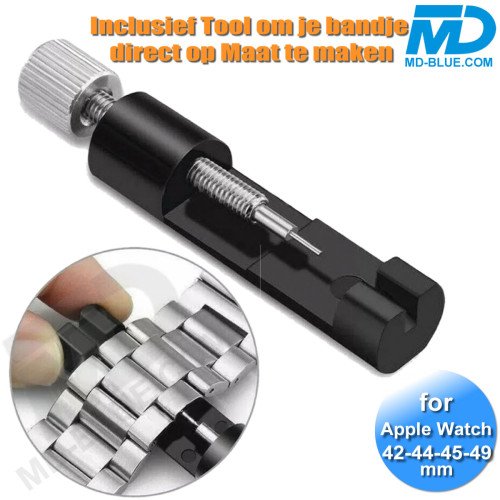 Apple Watch - Bandje - RVS -Smart Watch Bandje - voor Apple watch 42-44-45 49mm - Zwart